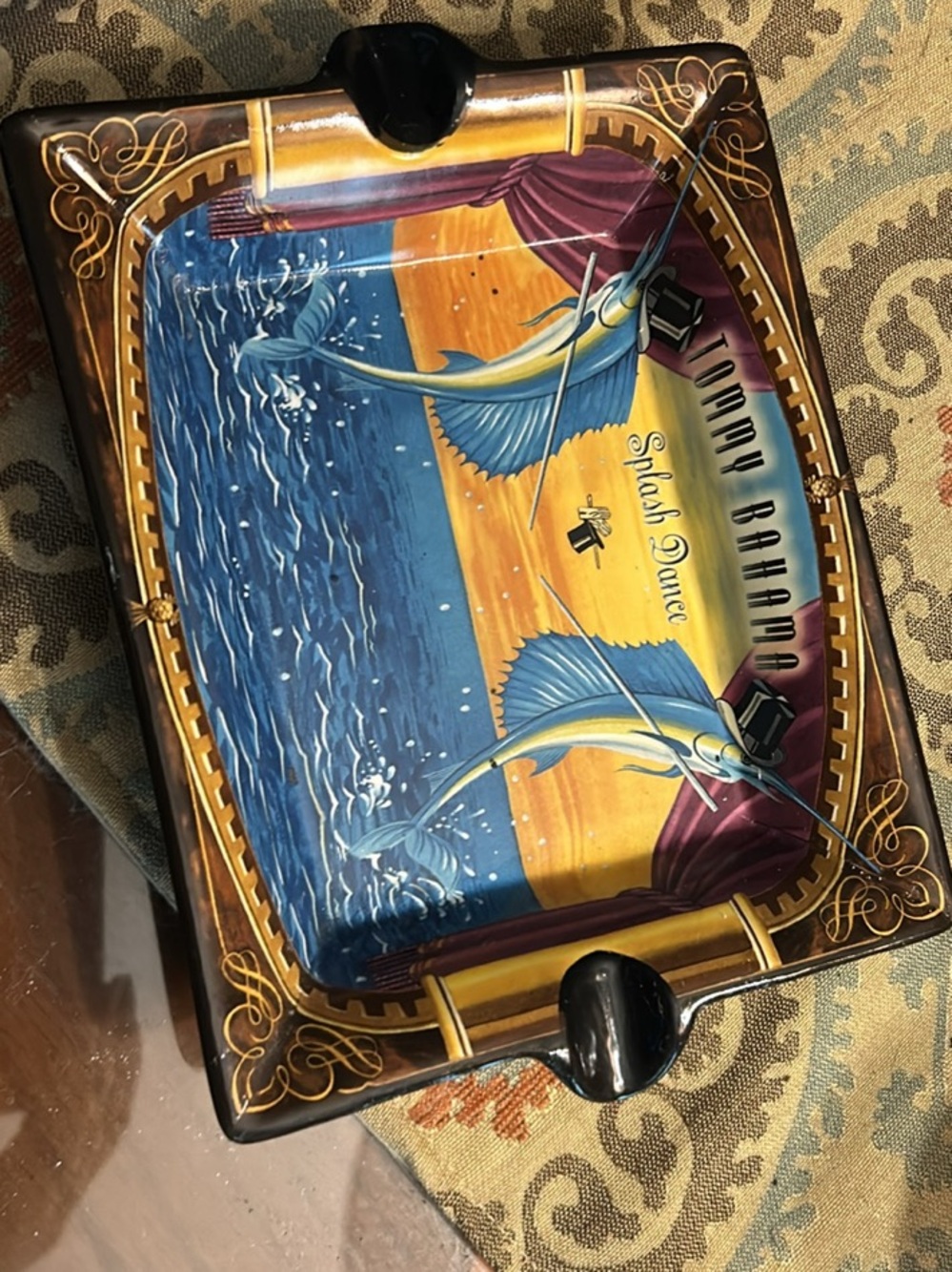 Vintage Tommy Bahama Splash Dance Swordfish Ceramic Cigar Ashtray Rare